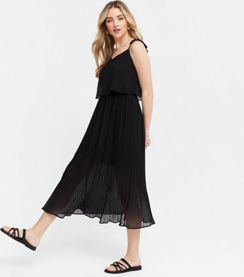 chiffon pleated midi dress