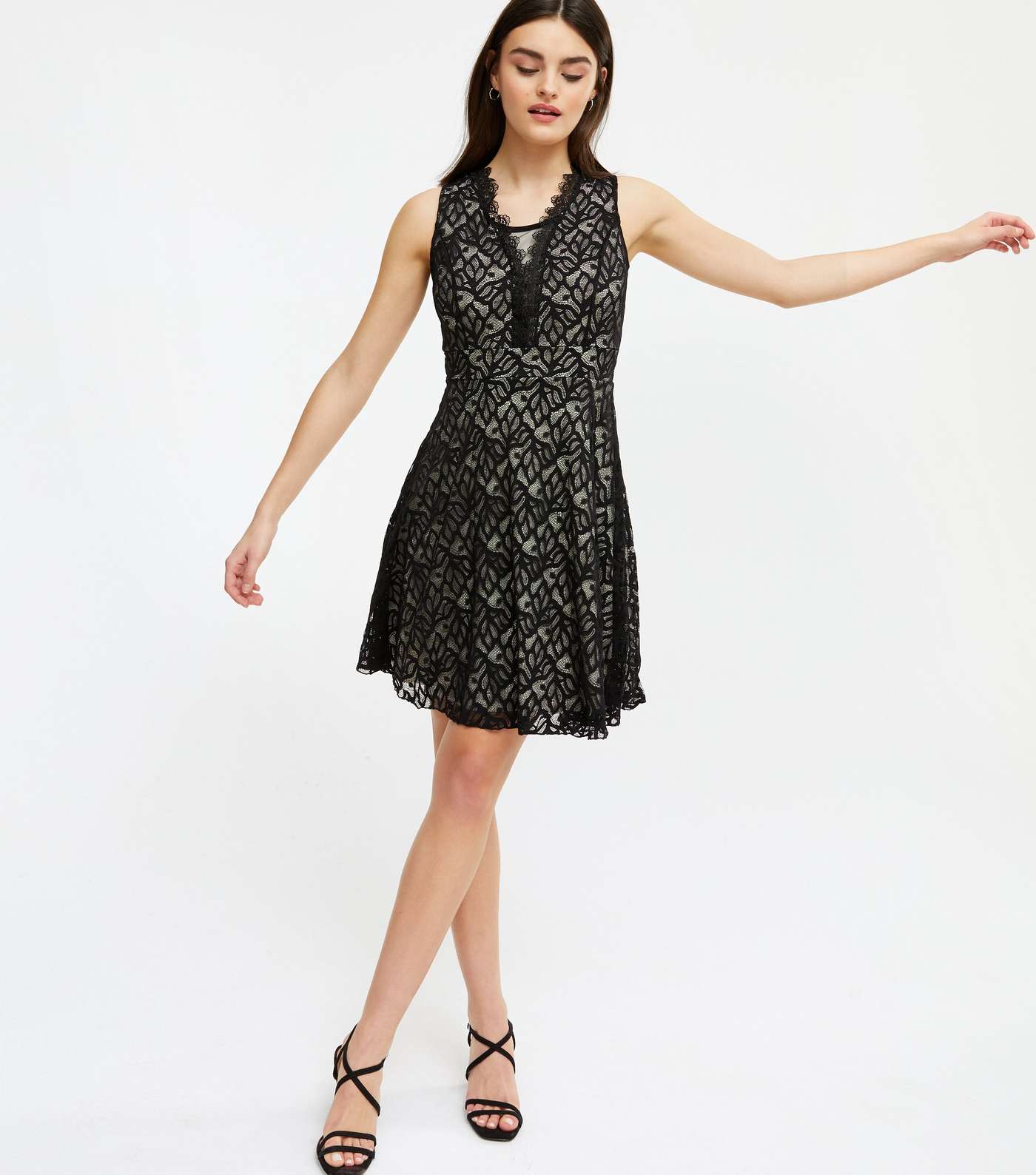 Mela Black Lace Skater Dress Image 2