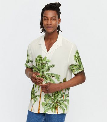 White Palm Tree Short Sleeve Shirt 