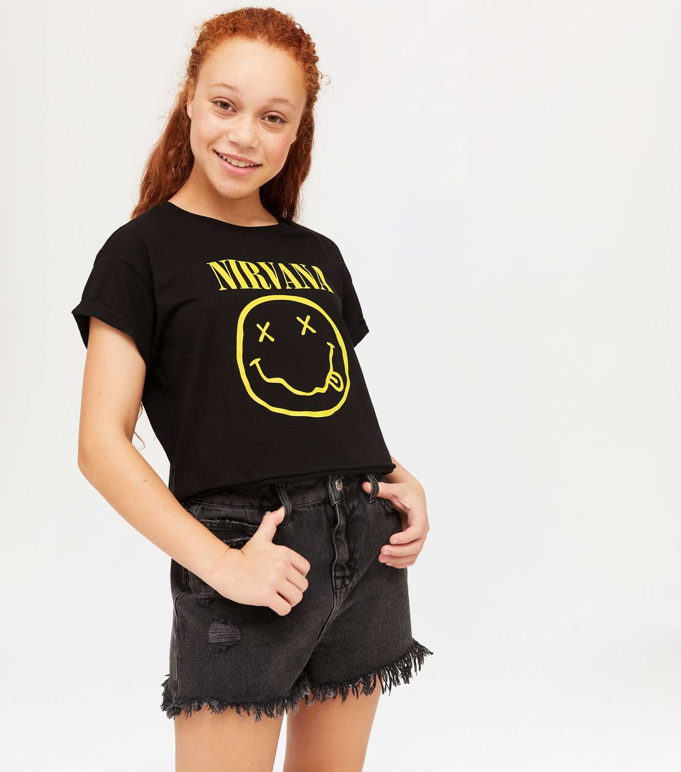 Girls Black Nirvana Logo T-Shirt 