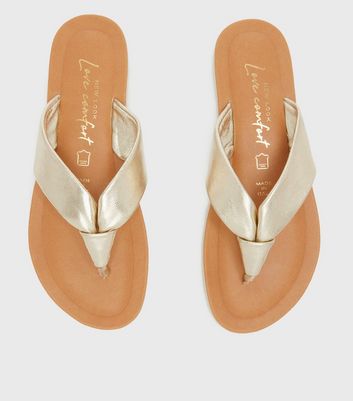 Gold leather flip flops online