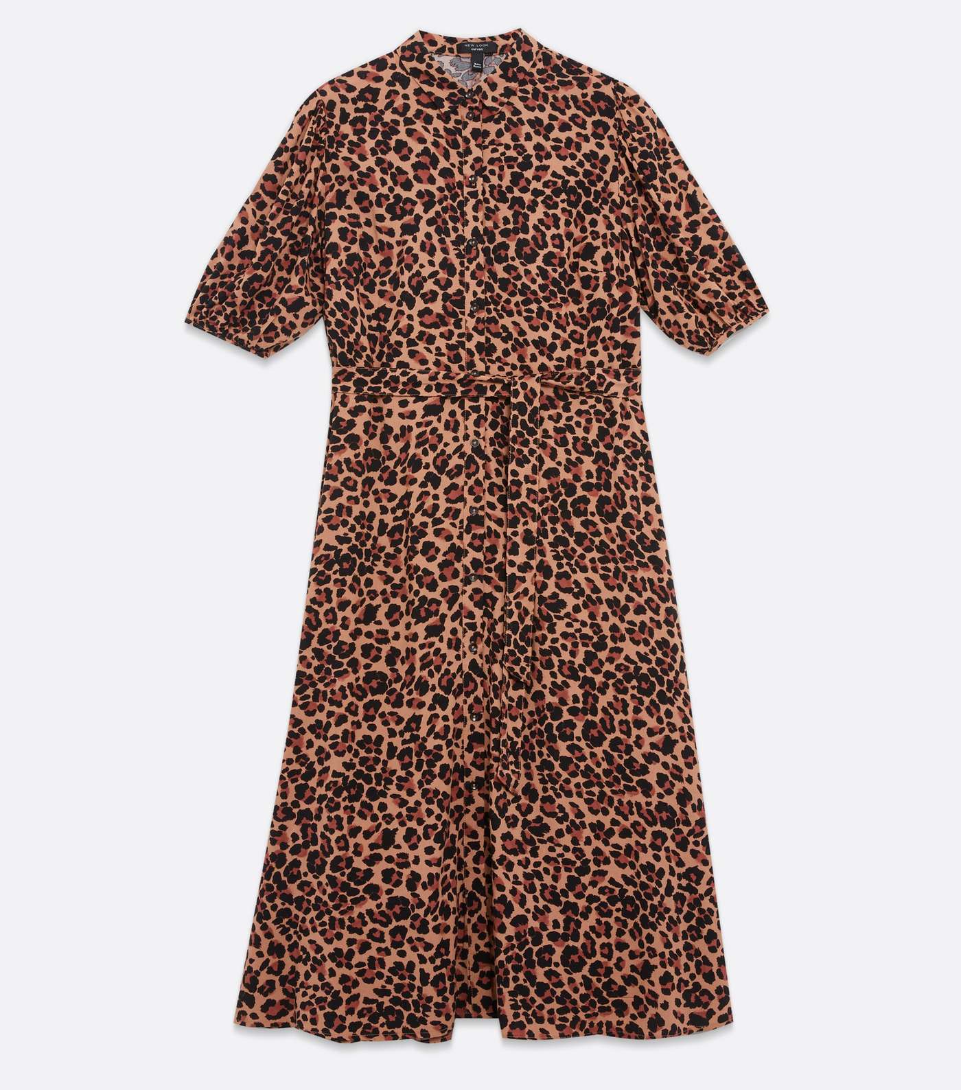 Curves Brown Leopard Print Midi Shirt Dress Image 5
