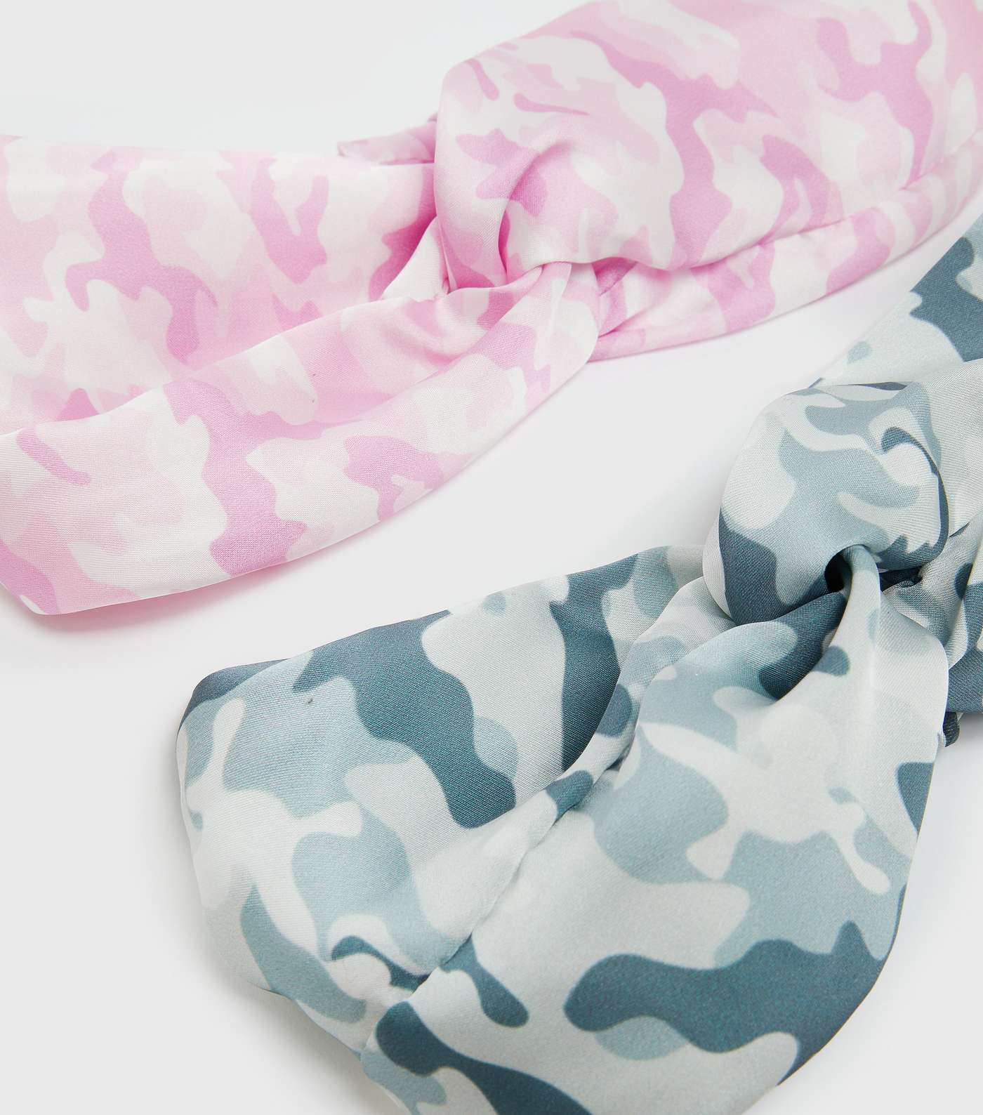 Girls 2 Pack Pink and Blue Camo Headbands Image 3