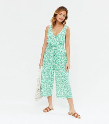 new look green floral jumpsuit