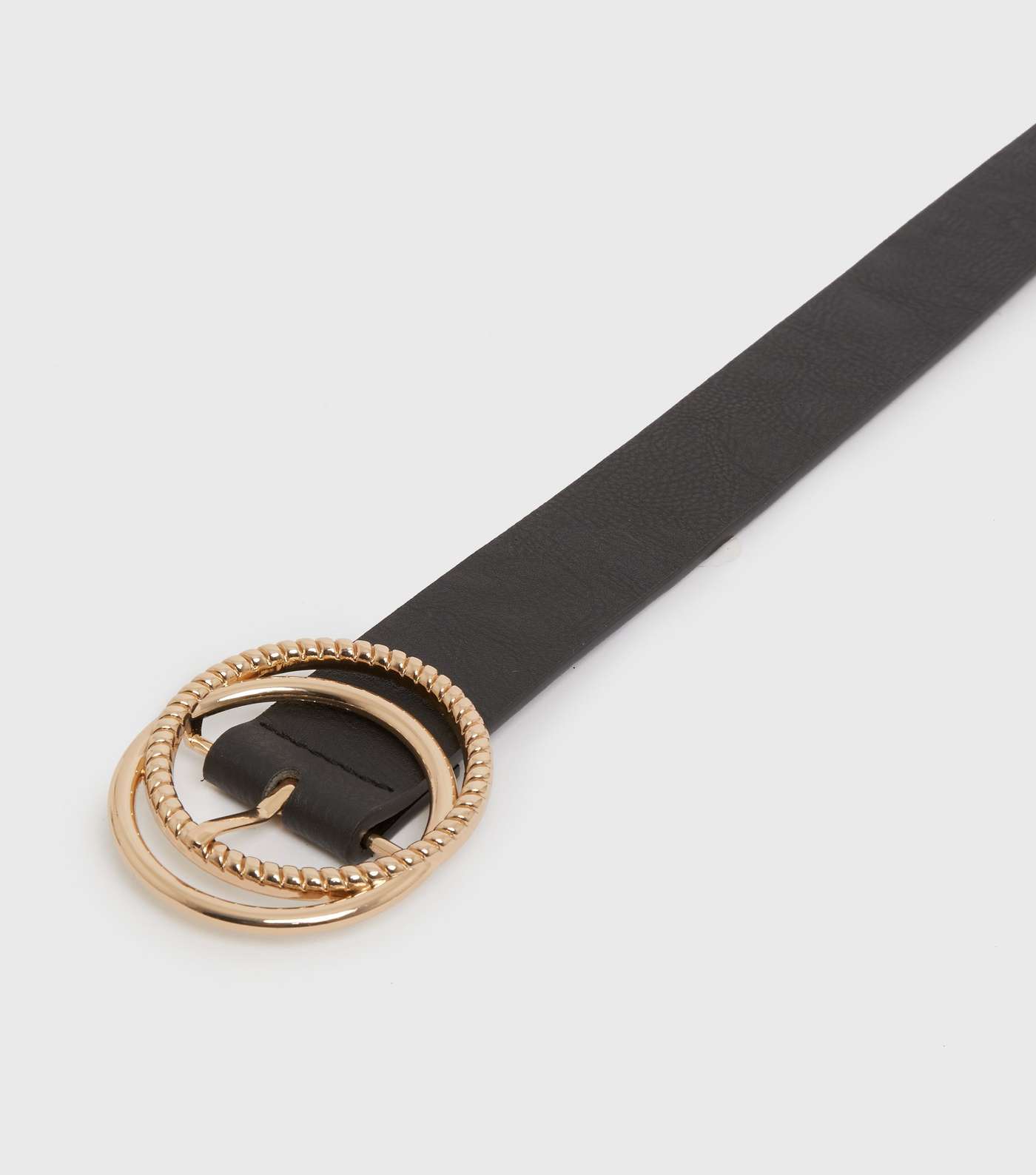Black Leather-Look Double Circle Belt Image 3