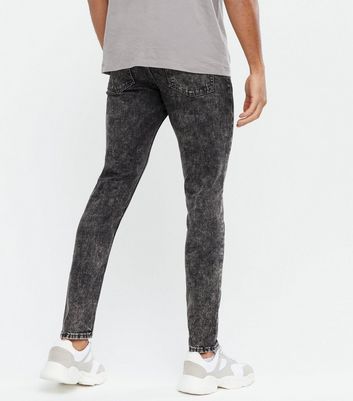 Dark Grey Acid Wash Skinny Jeans | New Look