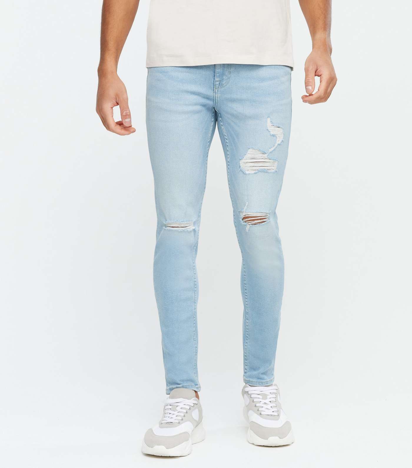 Bright Blue Extreme Rip Skinny Jeans Image 2