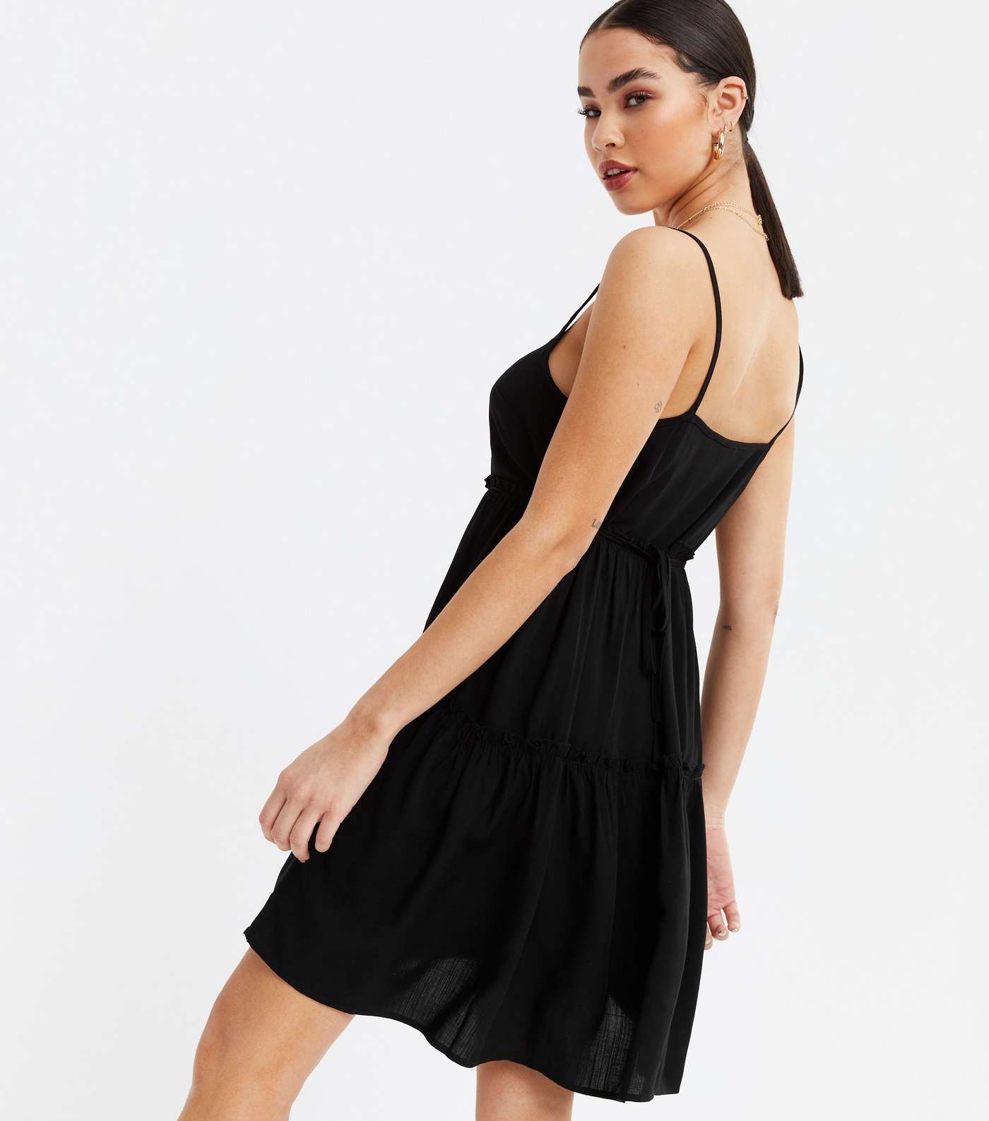 Black Strappy Tiered Sundress Image 4