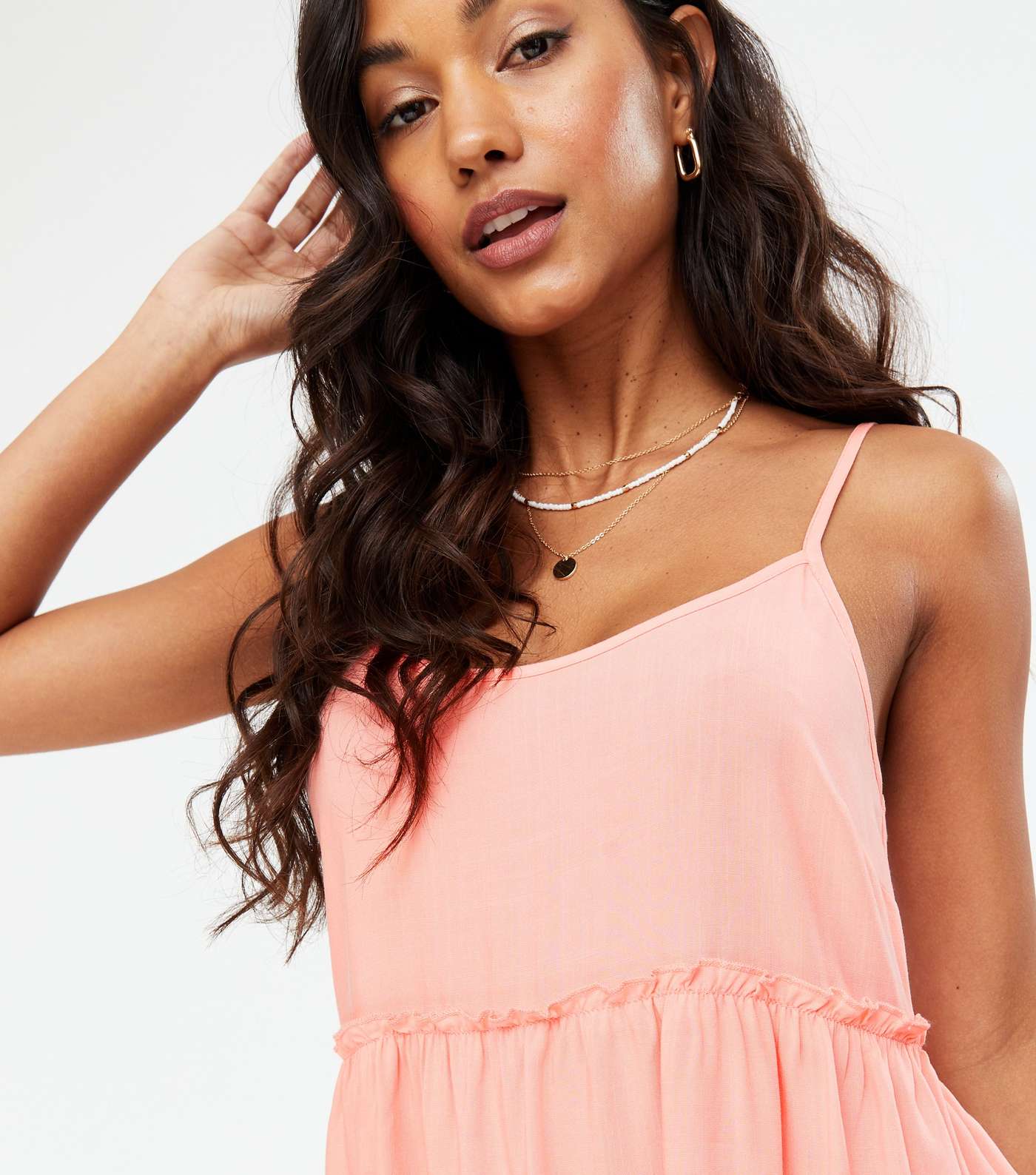 Pink Strappy Tiered Sundress Image 3