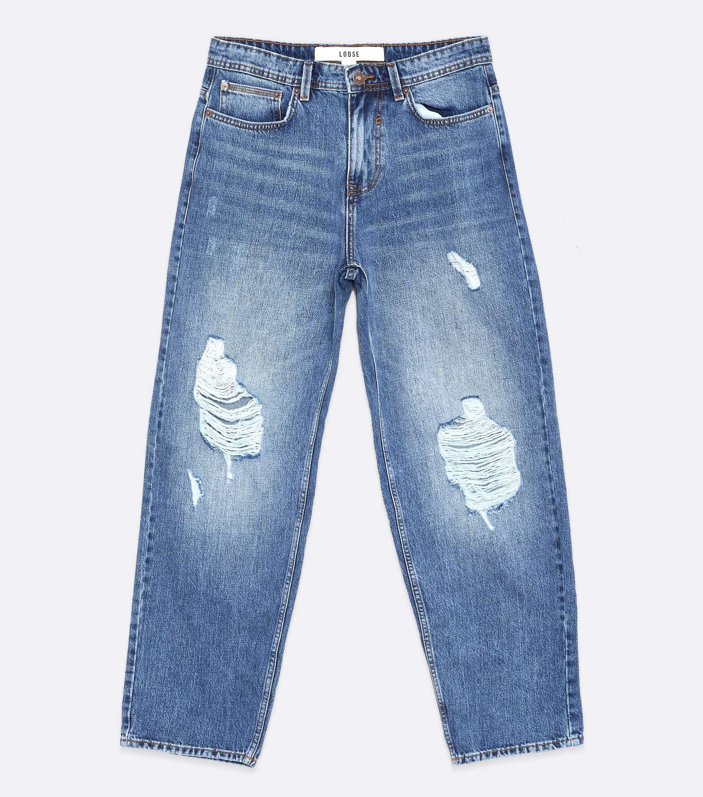 Bright Blue Ripped Relaxed Fit Jeans Image 5
