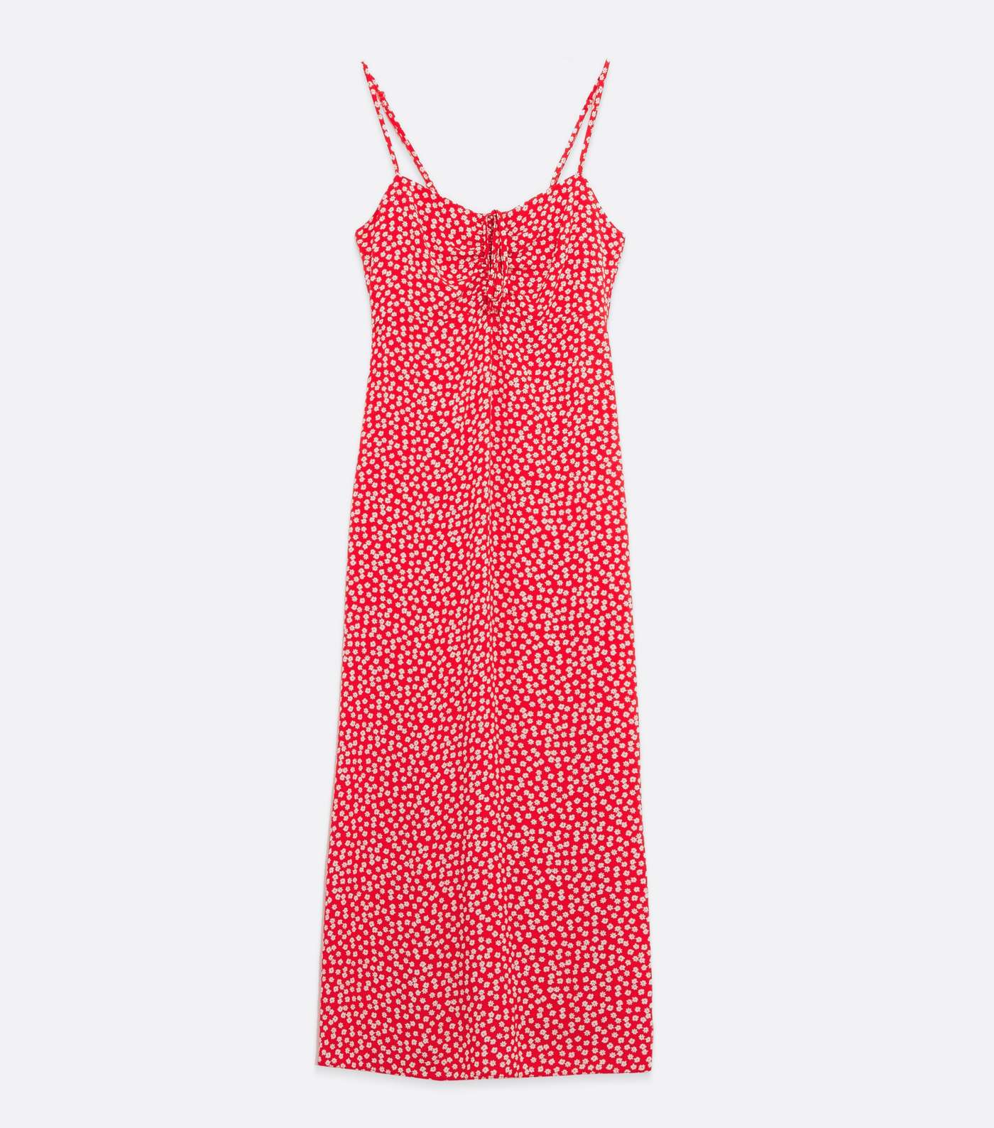 Tall Red Ditsy Floral Tie Front Midi Slip Dress Image 5