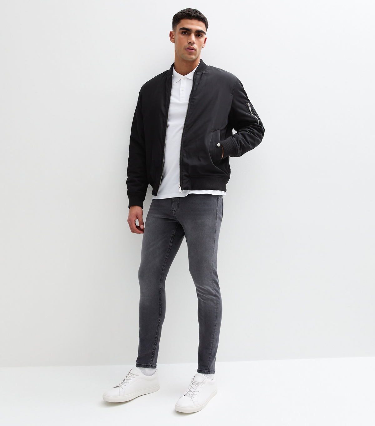 Men's Black Washed Skinny Jeans New Look