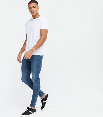 Blue Mid Wash Spray On Skinny Jeans 