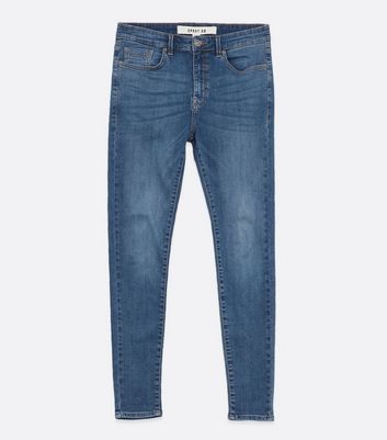 Blue Mid Wash Spray On Skinny Jeans 