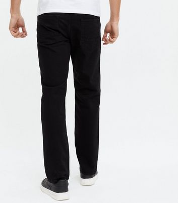 Black Dark Wash Straight Fit Jeans 