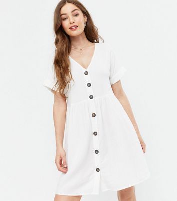 Button front hot sale smock dress