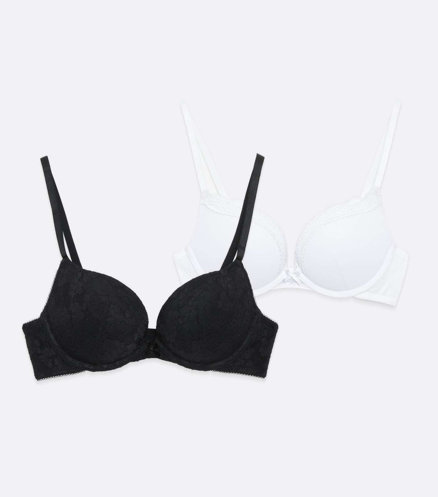 2 Pack Black and White Lace Push Up Bras Image 5