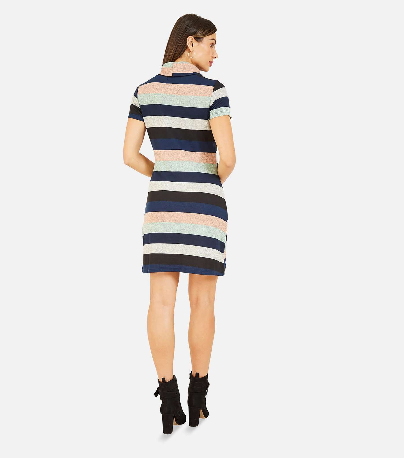 Mela Navy Stripe Knit Mini Dress Image 3