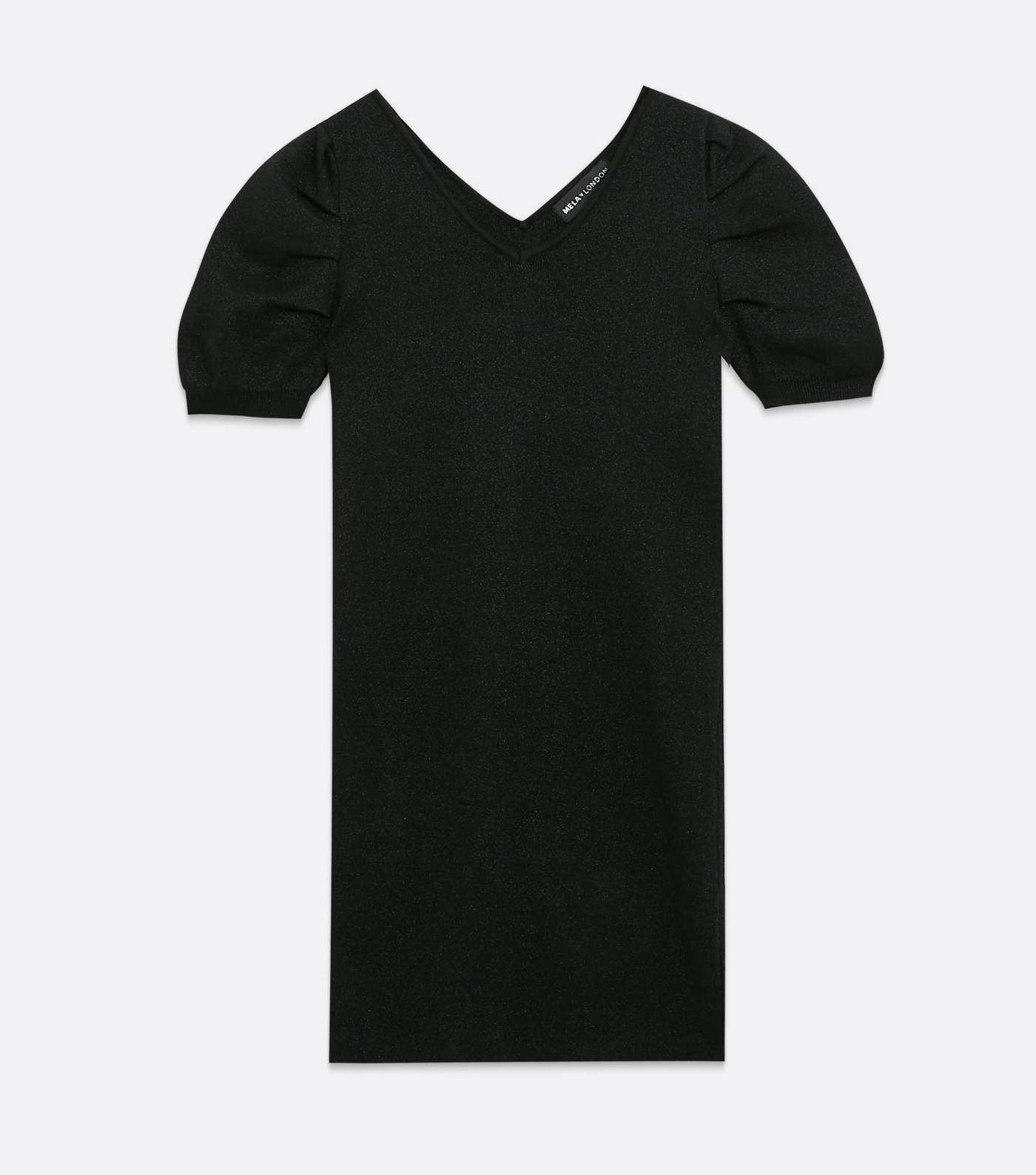 Mela Black Knit Puff Sleeve Bodycon Dress Image 5