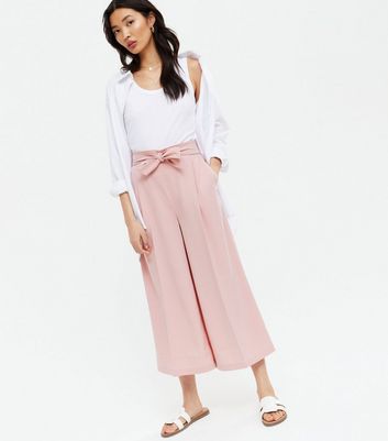 Pale Pink Crop Wide Leg Trousers New Look