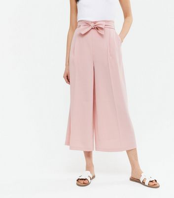 Pale Pink Crop Wide Leg Trousers | New Look