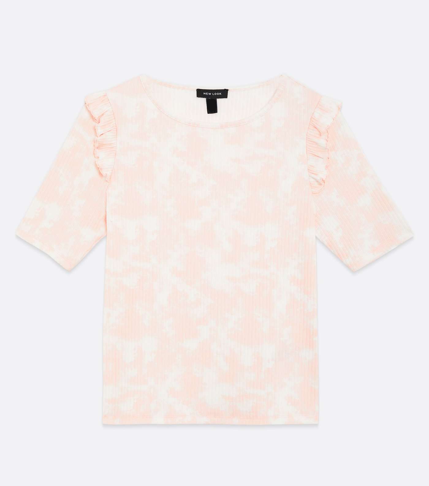 Pale Pink Tie Dye Fine Knit Frill T-Shirt Image 5