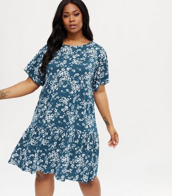 Blue floral clearance shift dress