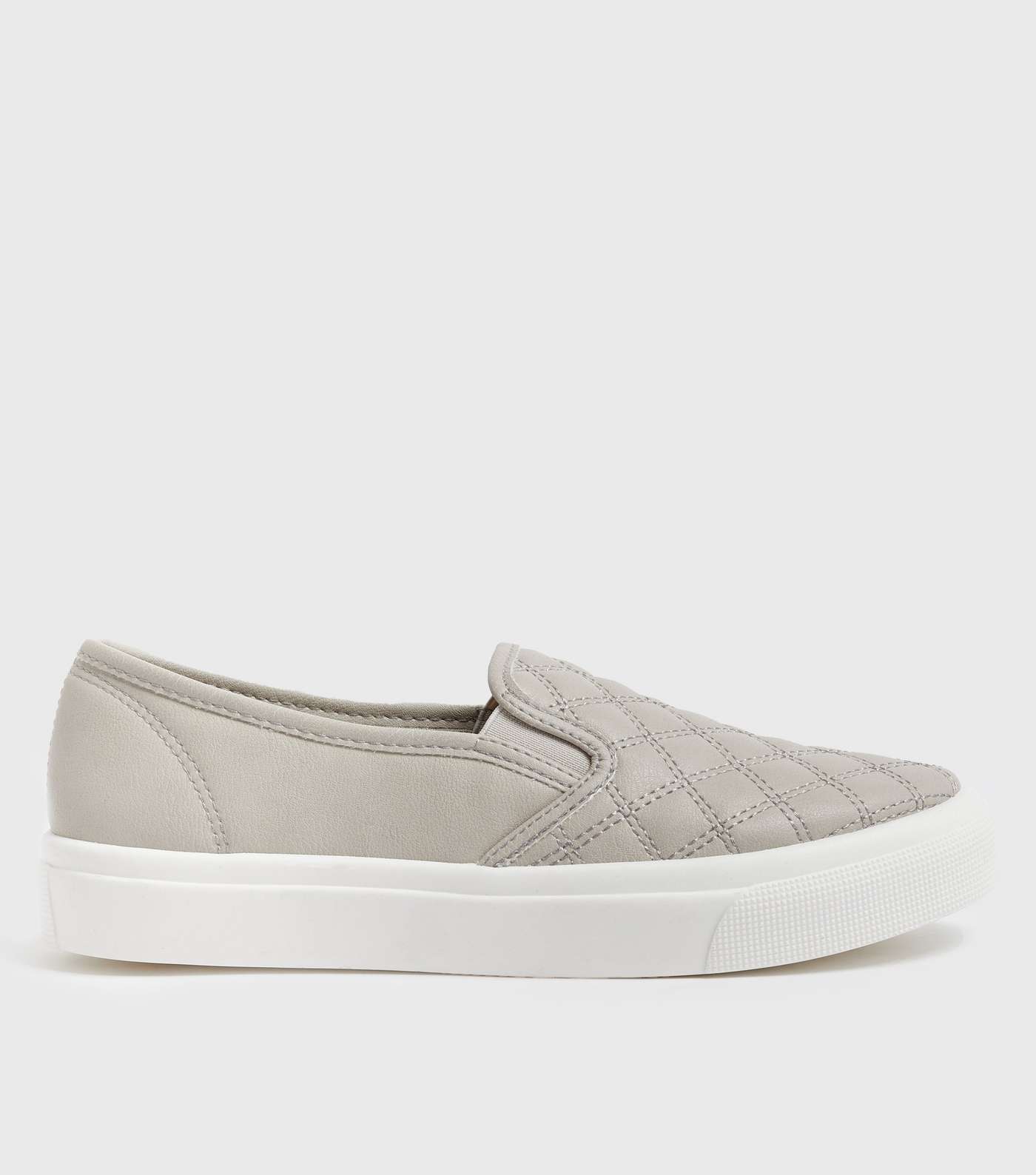Grey Quilted Suedette Slip On Trainers