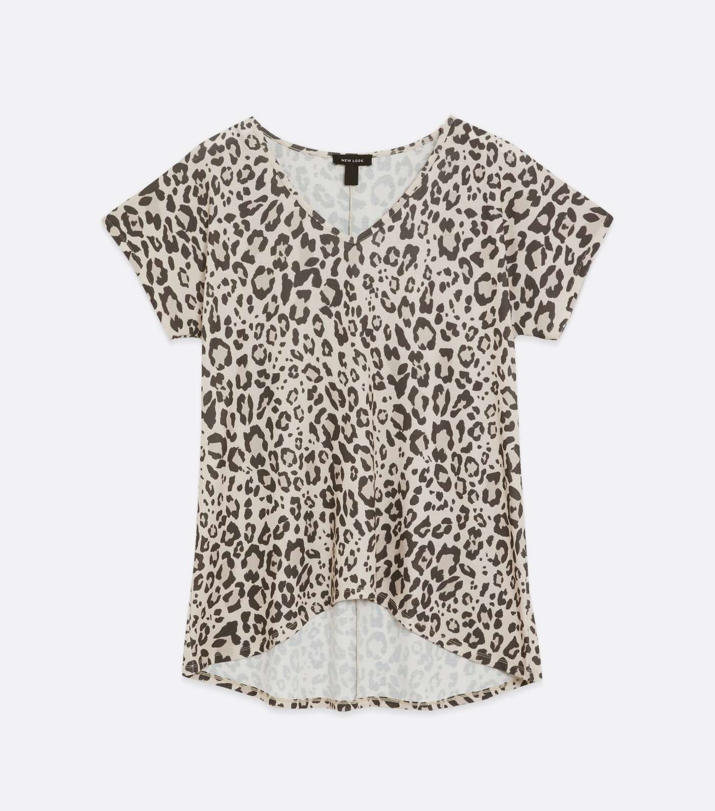 Off White Leopard Print Fine Knit V Neck T-Shirt  Image 5