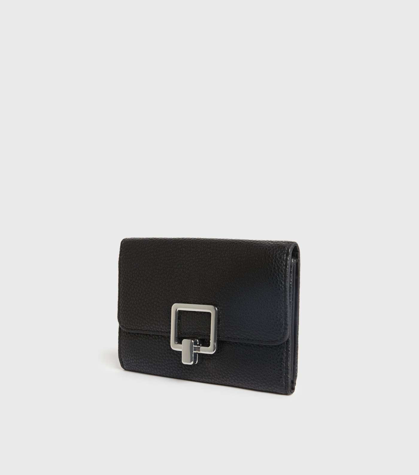Black Leather-Look Square Front Purse 