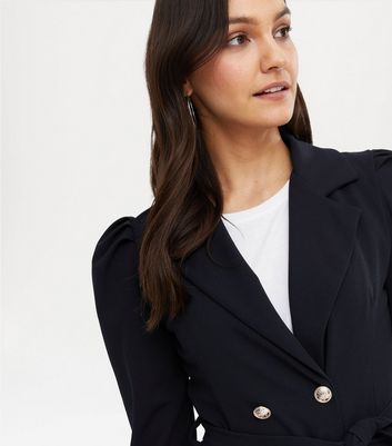 blazer with puff shoulders