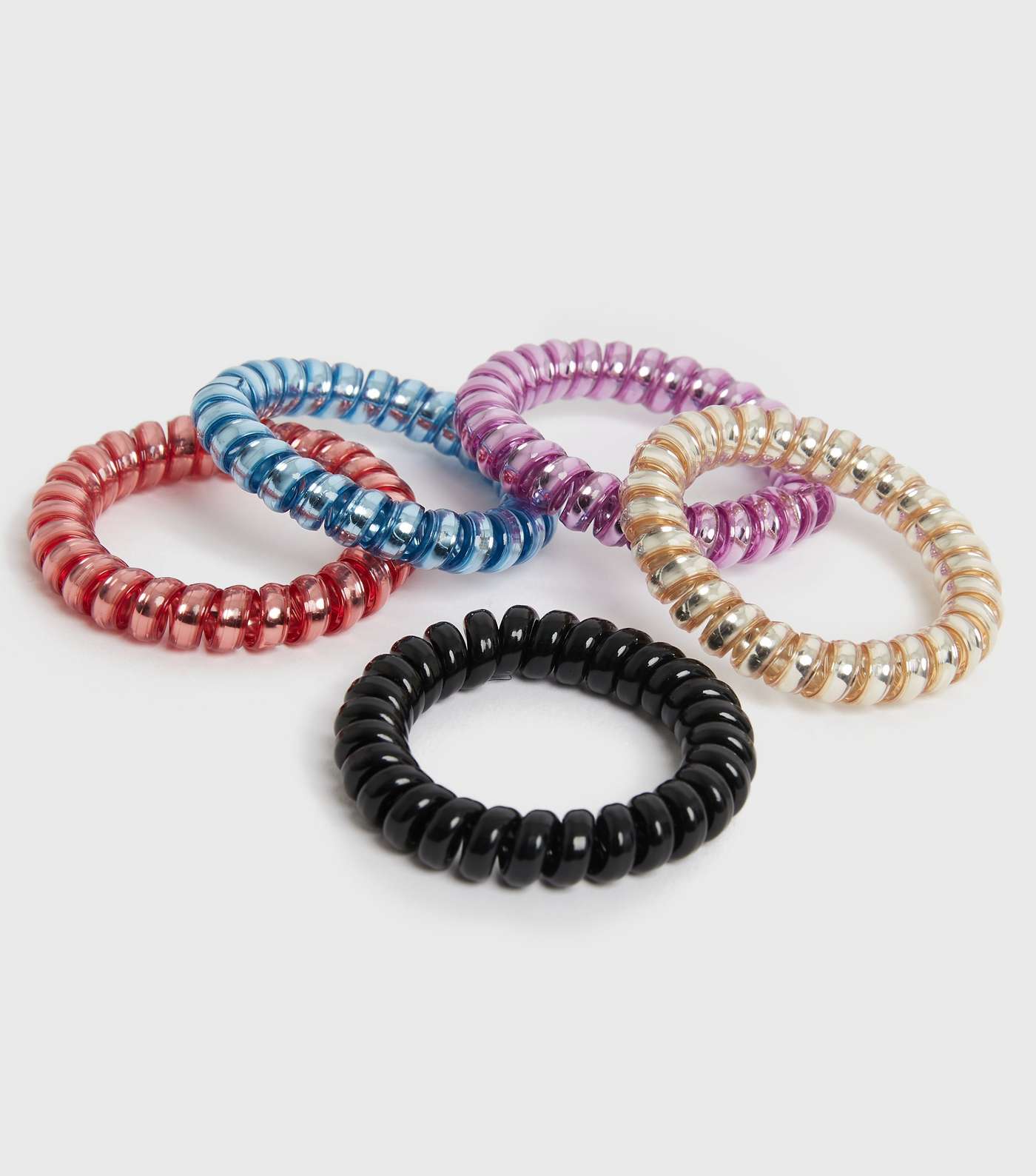 Girls 5 Pack Multicoloured Spiral Hair Bands