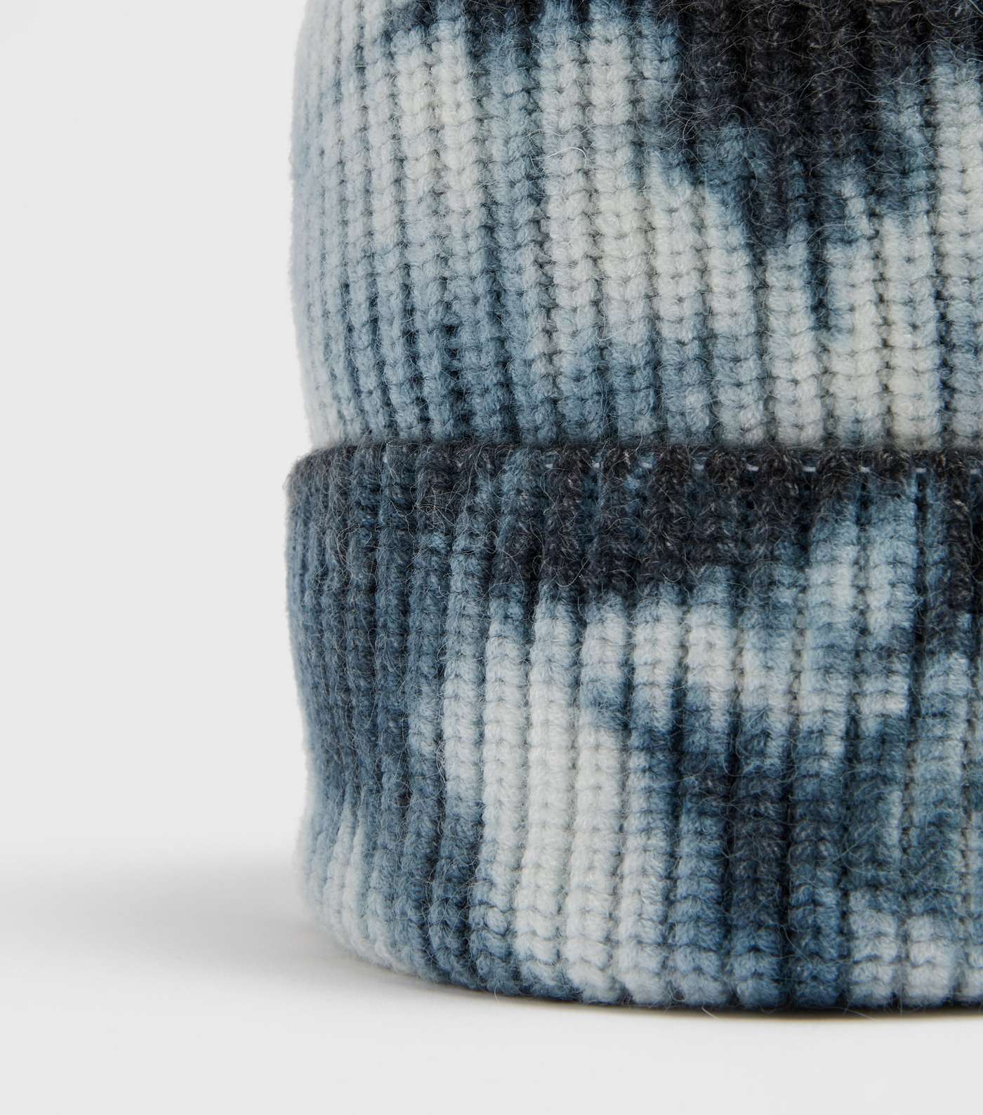 Black Tie Dye Ribbed Knit Beanie Hat Image 3
