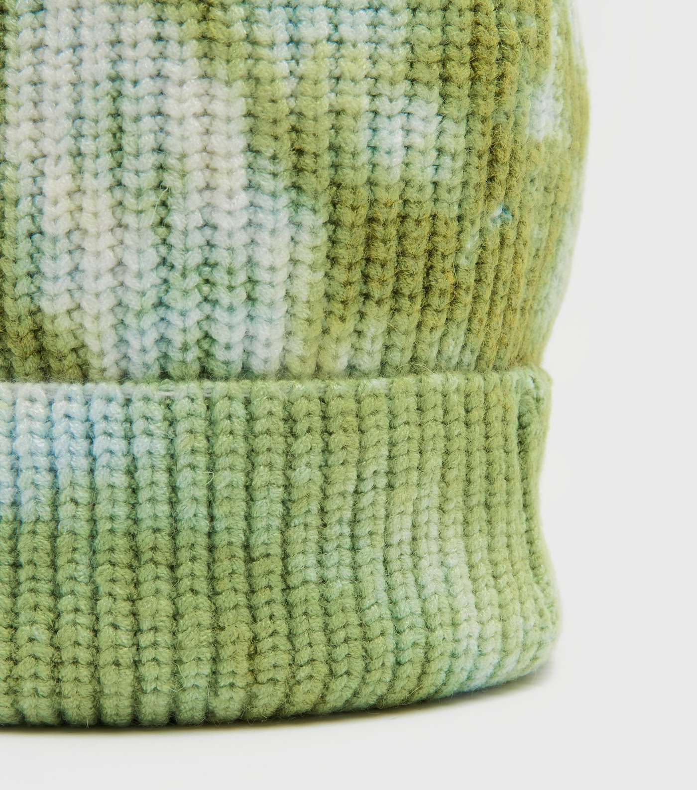 Olive Tie Dye Ribbed Knit Beanie Hat Image 3