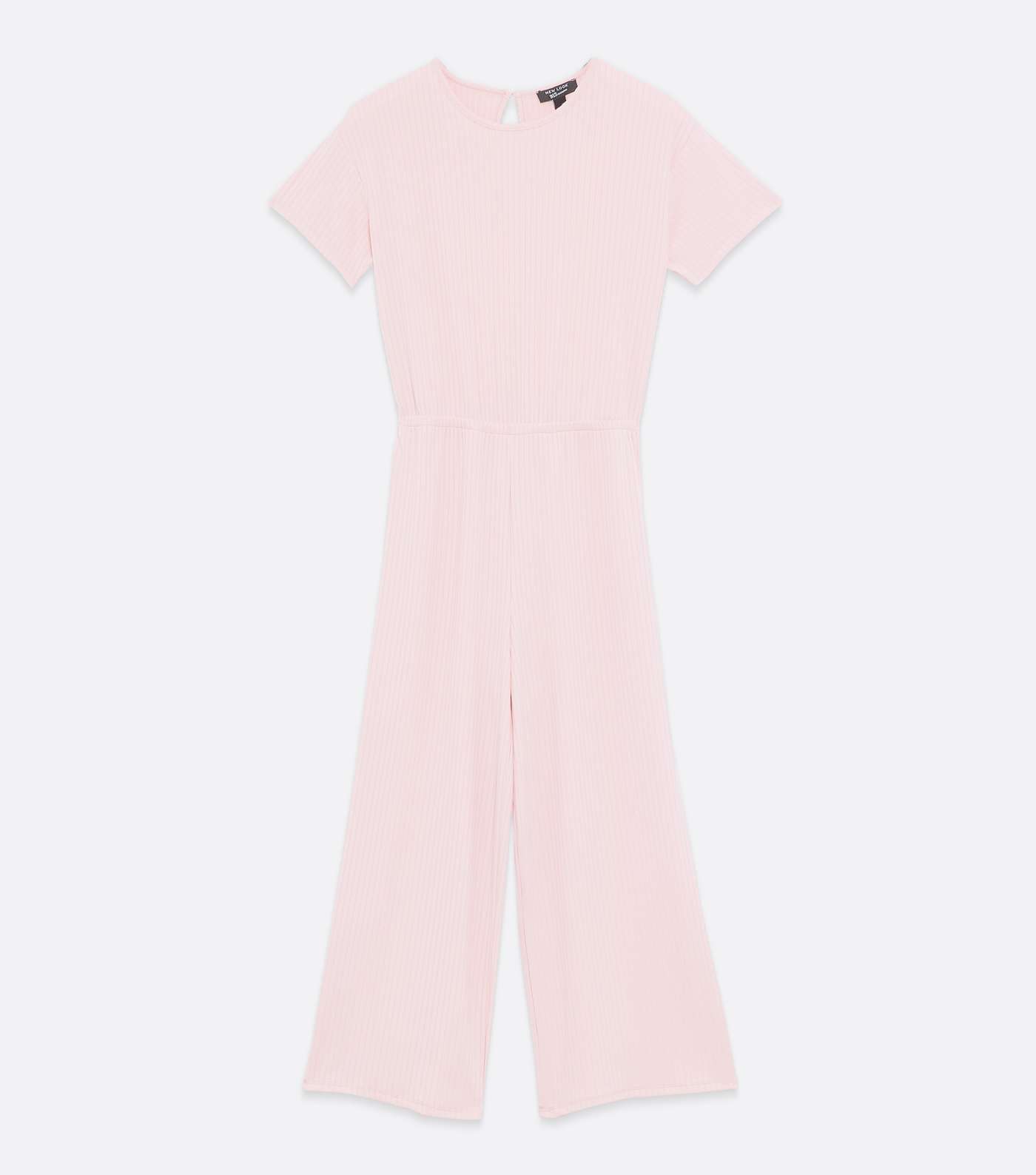 Girls Pale Pink Ribbed Jersey Jumpsuit Image 5