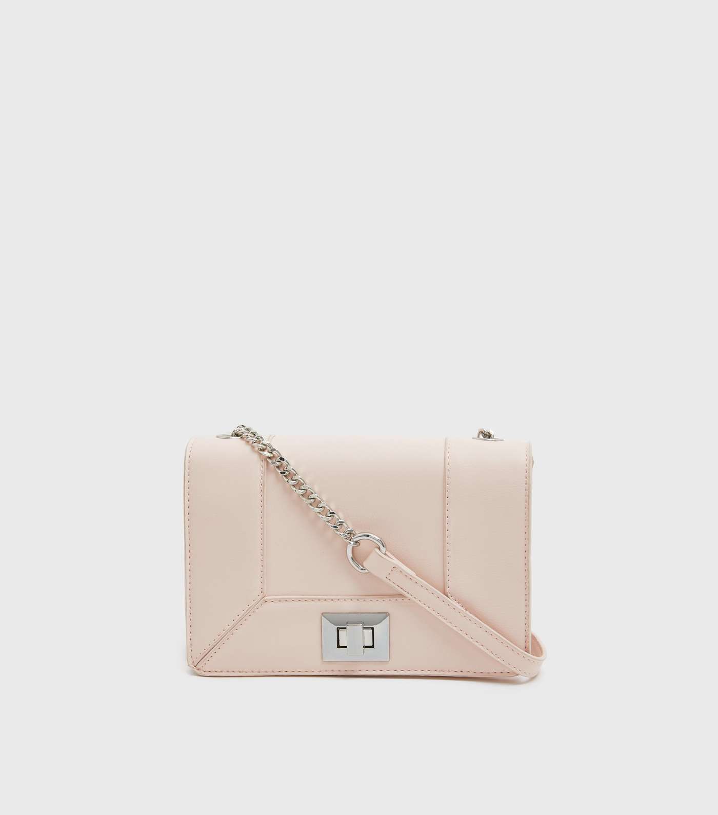 Mid Pink Leather-Look Chain Cross Body Bag