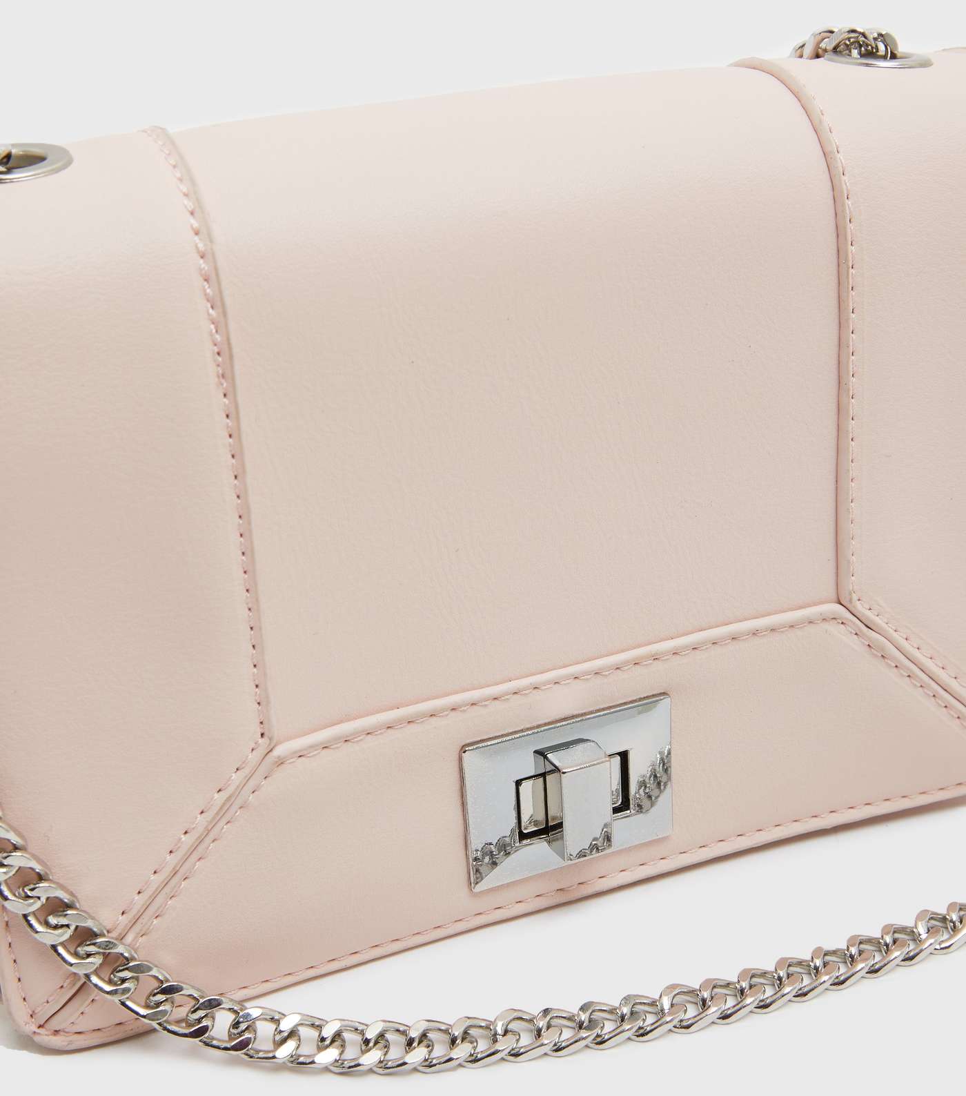 Mid Pink Leather-Look Chain Cross Body Bag Image 3