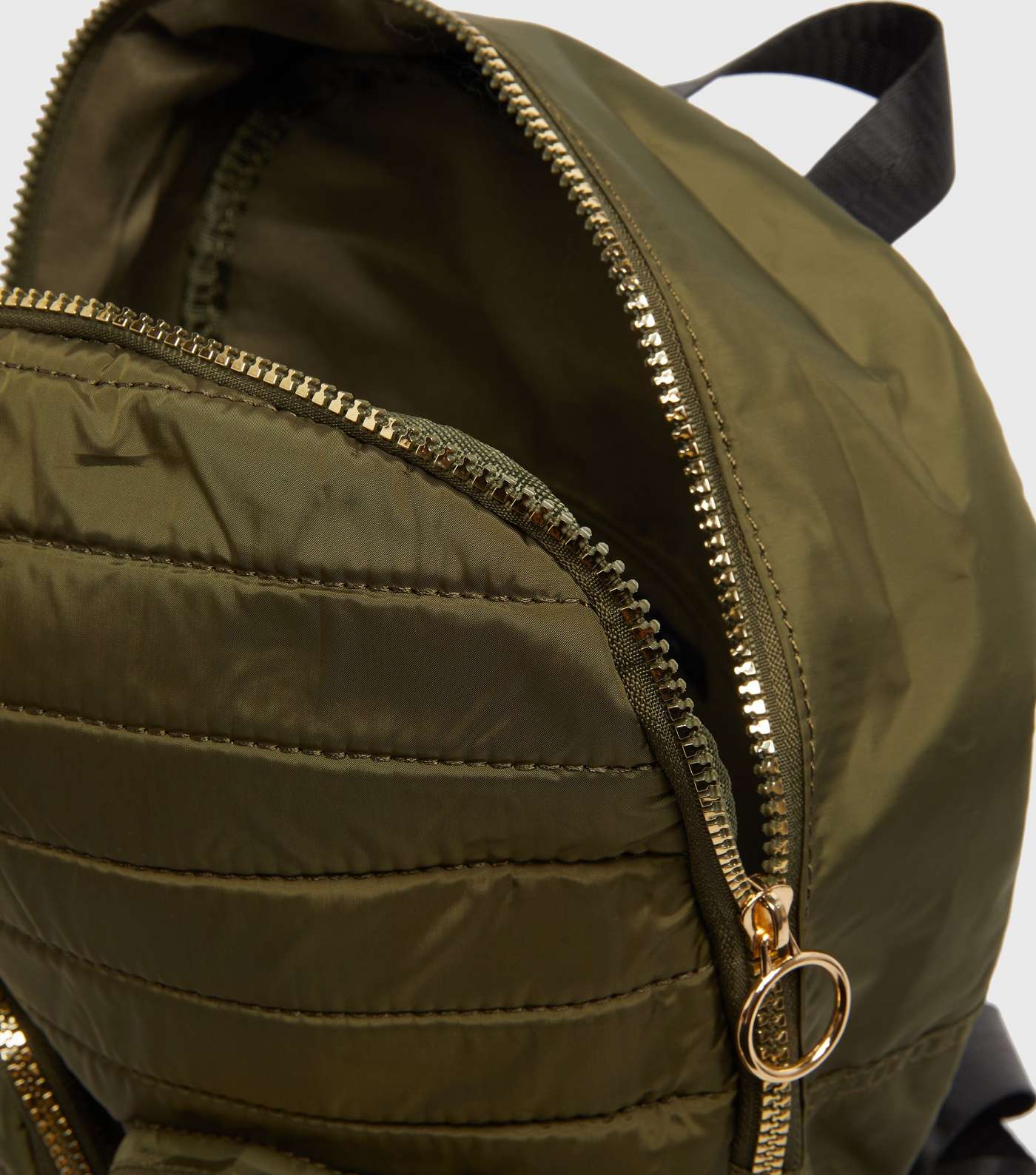 Khaki Quilted Double Pocket Front Backpack Image 4
