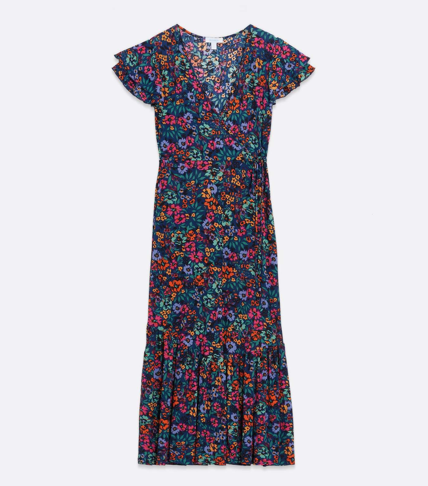 Blue Vanilla Blue Floral Crinkle Tiered Maxi Wrap Dress Image 5