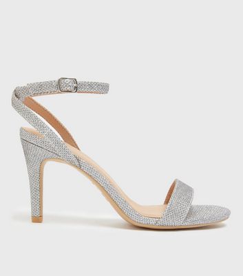 silver sparkling heels