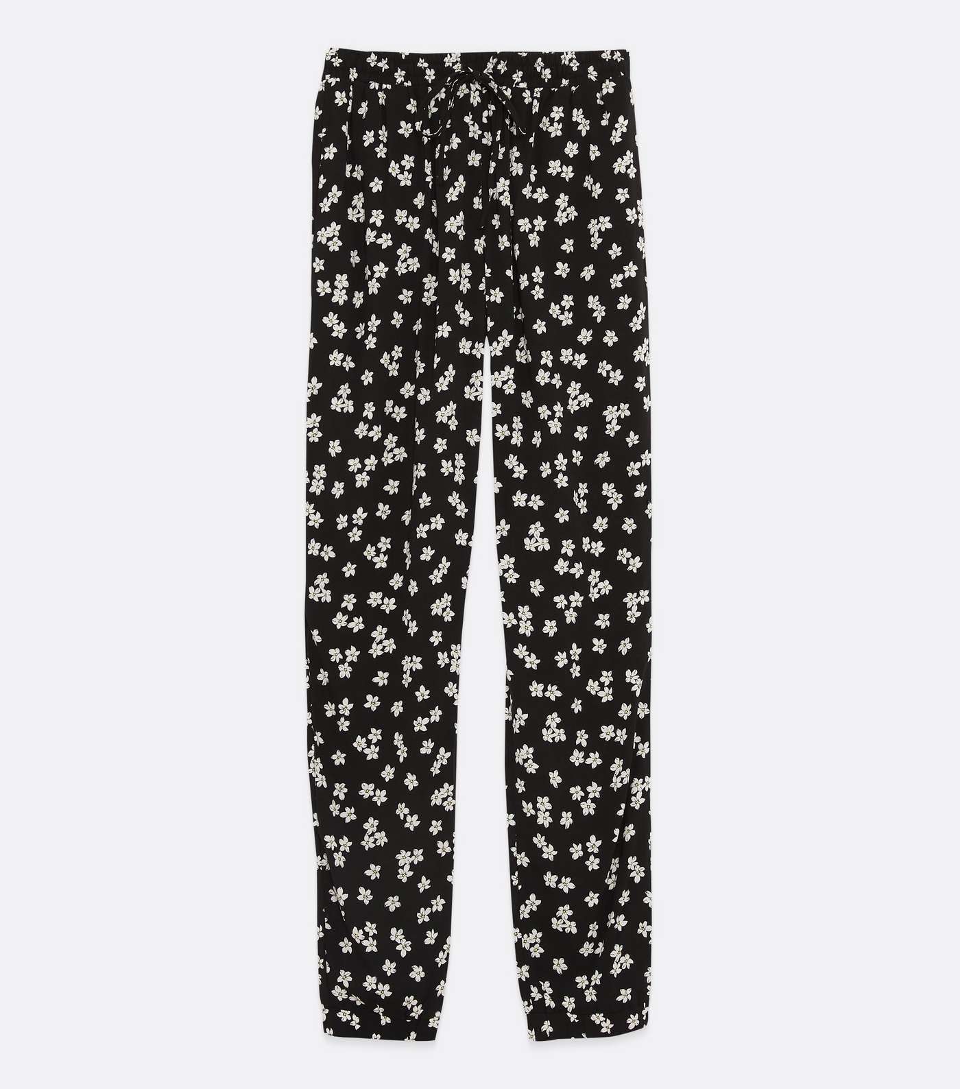 Tall Black Floral Tie Waist Joggers Image 5