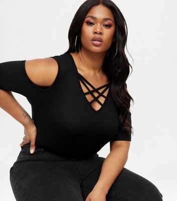 cheap plus size cold shoulder tops
