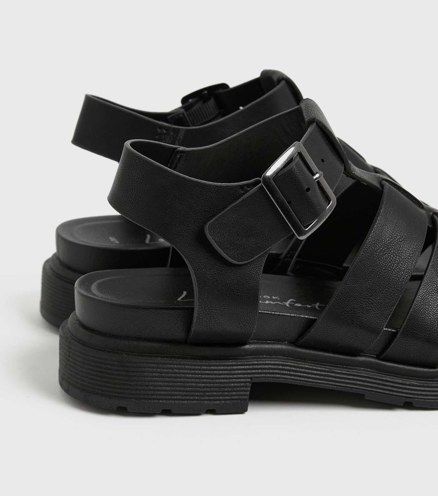 Black Caged Chunky Sandals Image 4