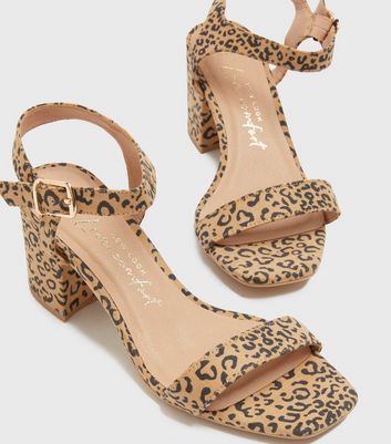 leopard block heel sandals