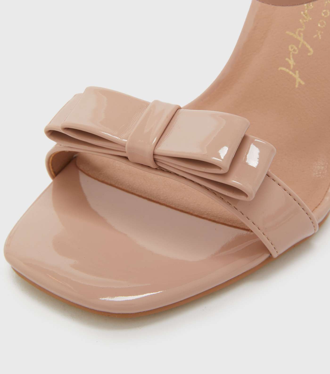 Wide Fit Cream Patent Bow Stiletto Heel Sandals Image 4