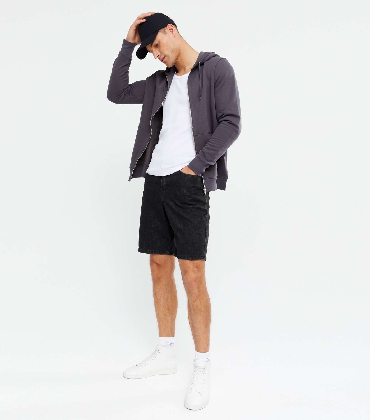 Black Denim Relaxed Fit Shorts