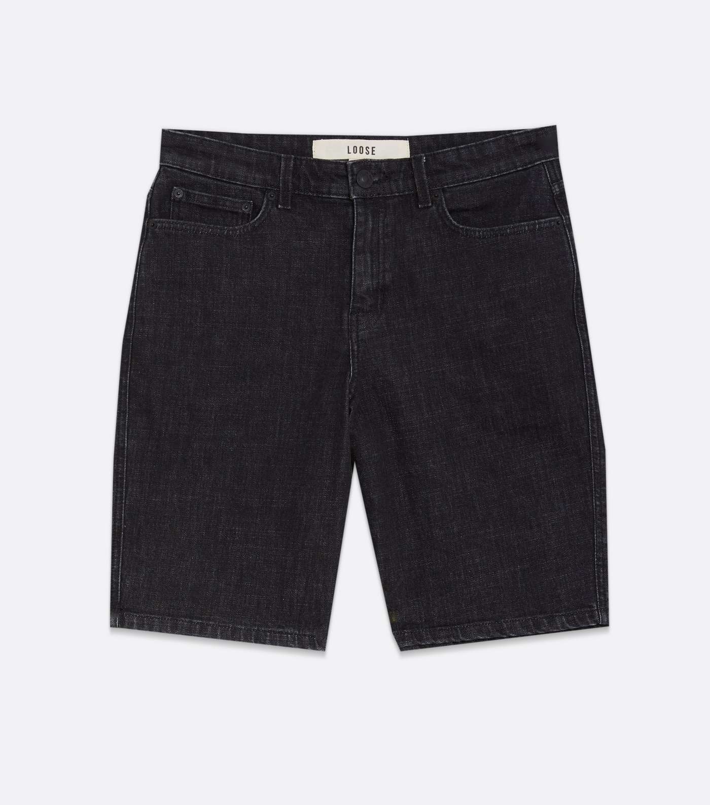Black Denim Relaxed Fit Shorts Image 5