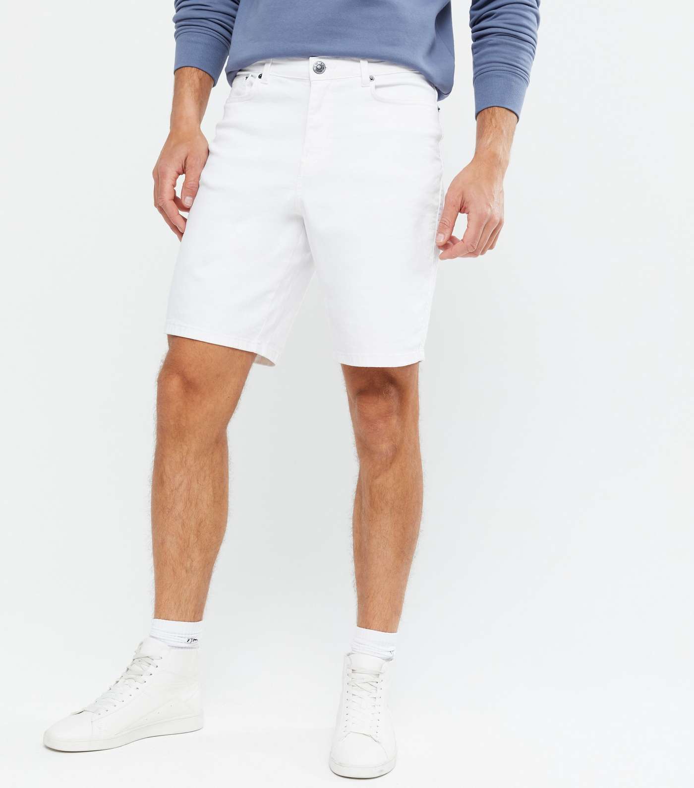 White Denim Relaxed Fit Shorts Image 2