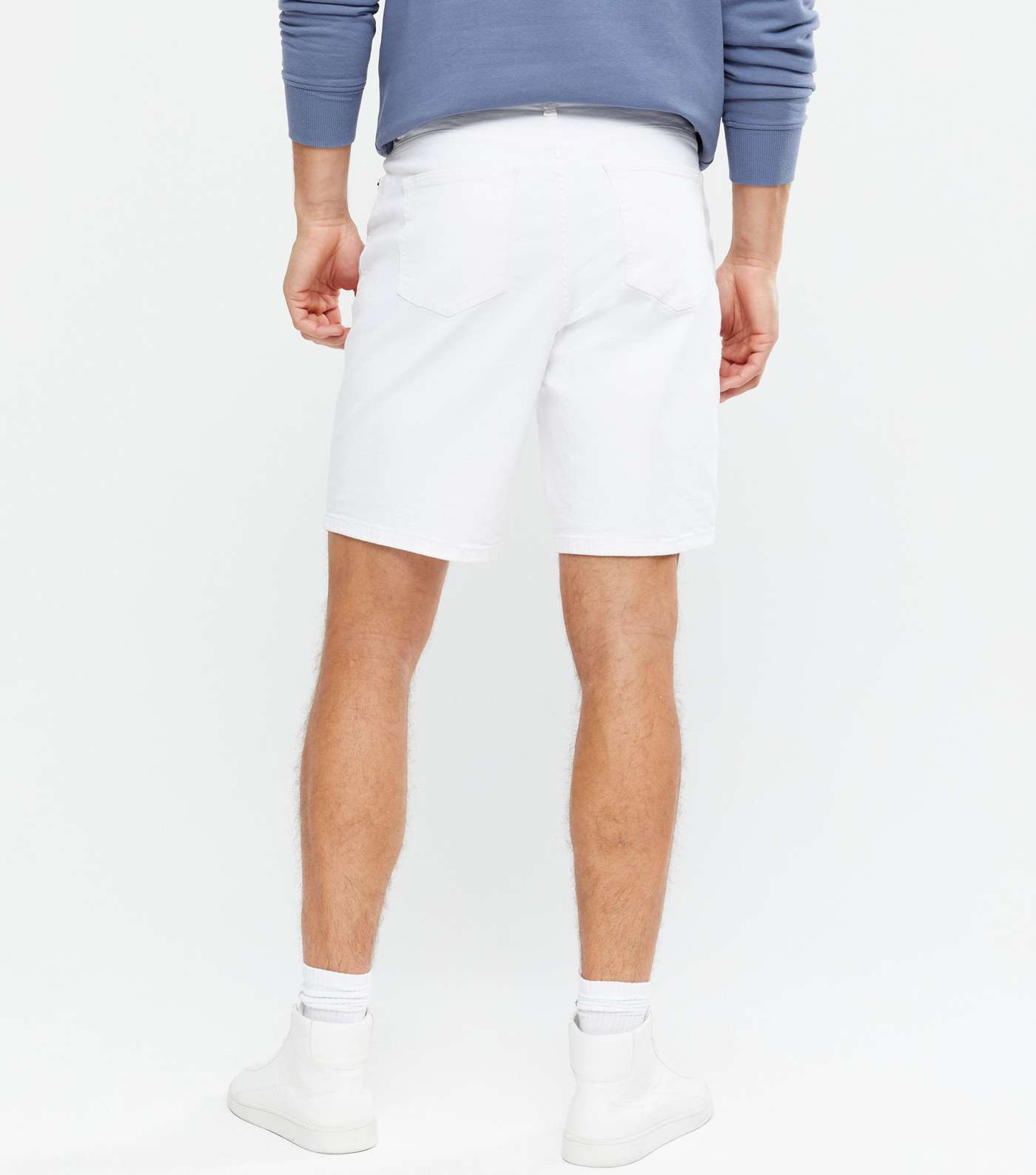 White Denim Relaxed Fit Shorts Image 4