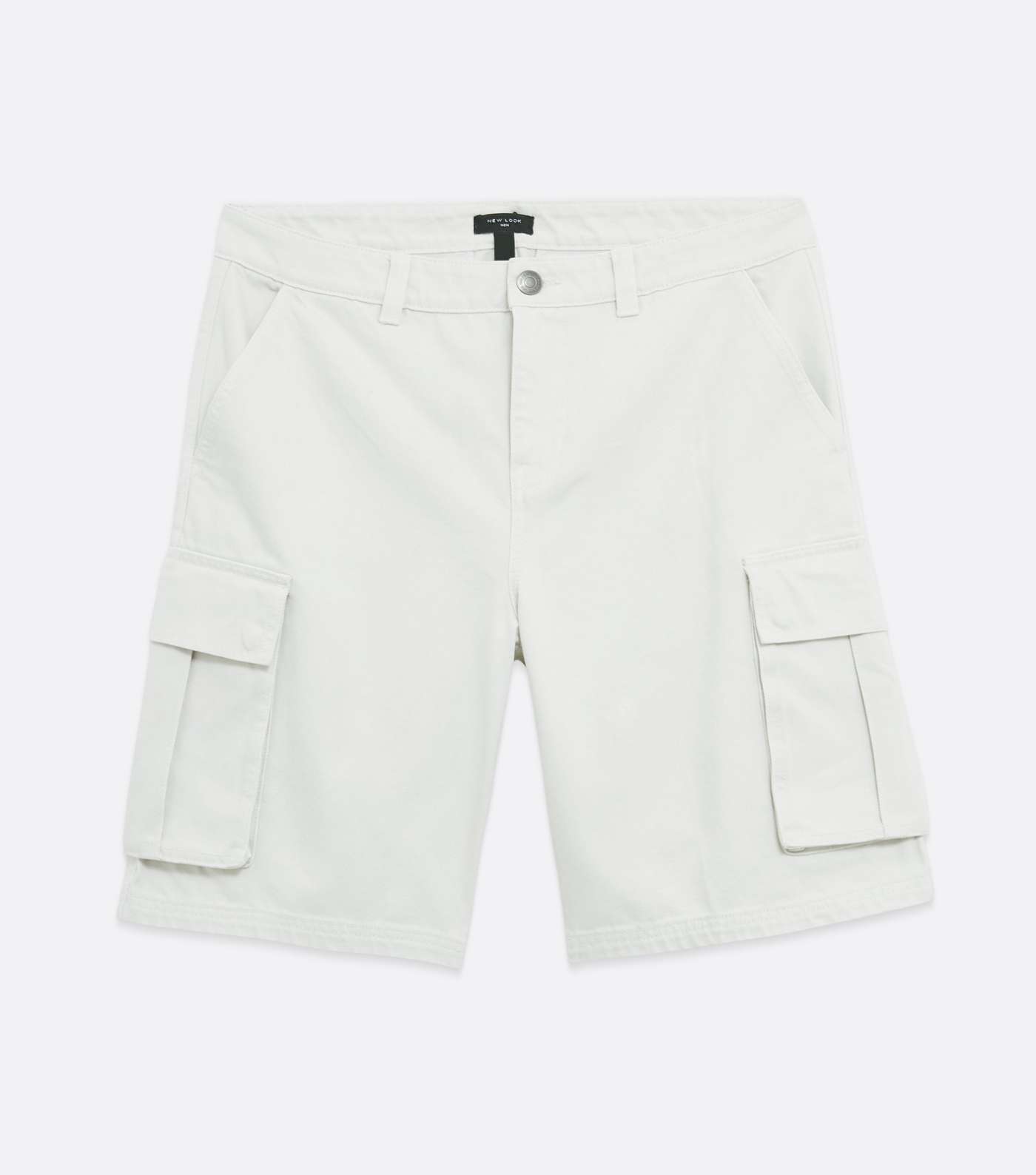 Pale Grey Twill Relaxed Fit Cargo Shorts Image 5